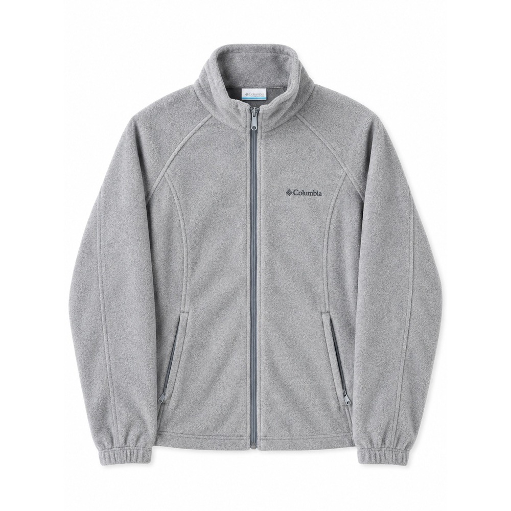 Columbia Fleece Jacket Women's L Gray Full Zip Outdoor Hiking Raglan